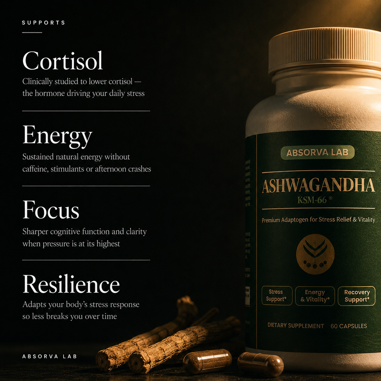 Ashwagandha KSM-66® | Premium Adaptogen for Stress Relief & Vitality